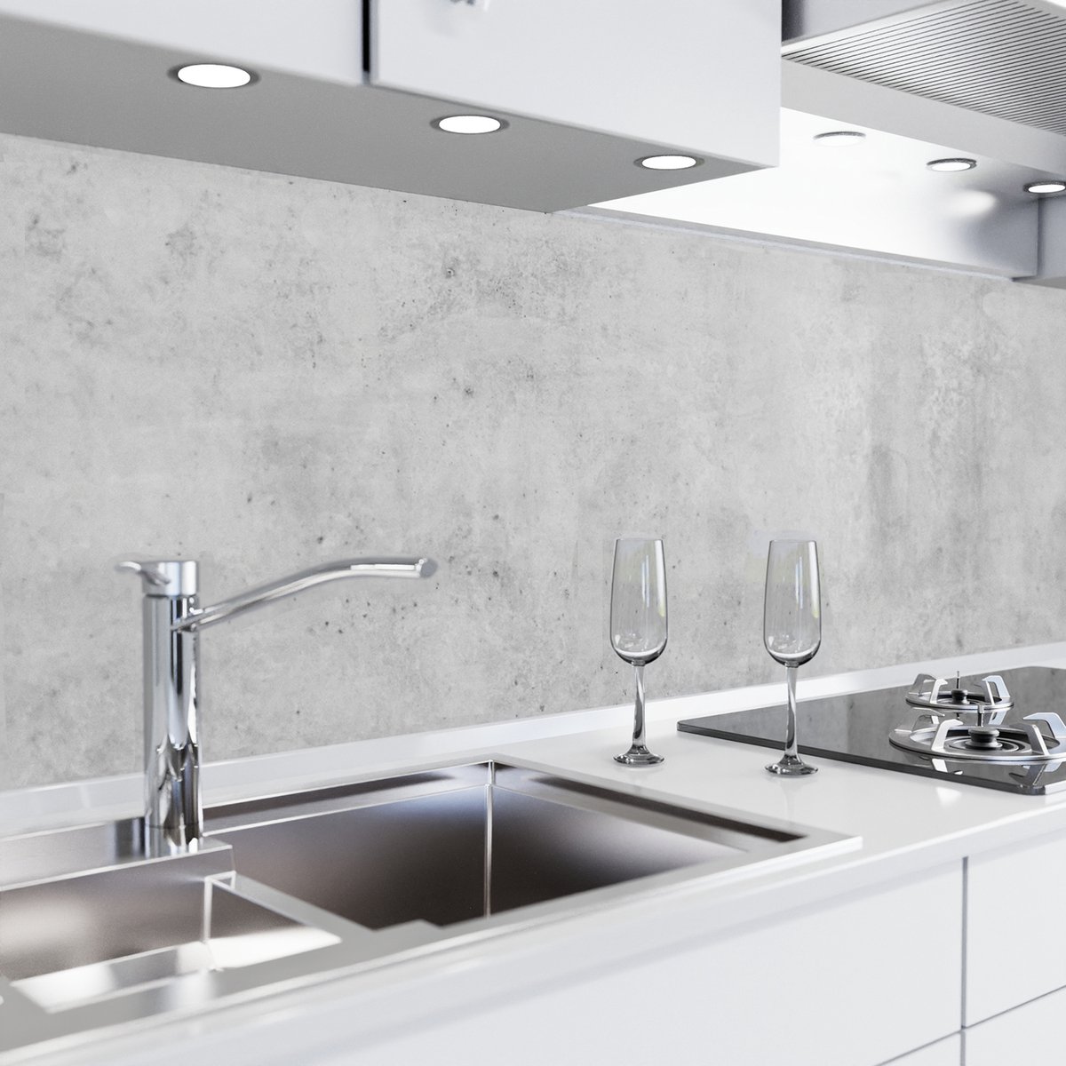Keuken achterwand zelfklevend - Spatscherm keuken - Spatwand fornuis - Muurbeschermer - Verstevigde PET folie - 0,37 mm - Mat - Beton - 280 cm x 60 cm