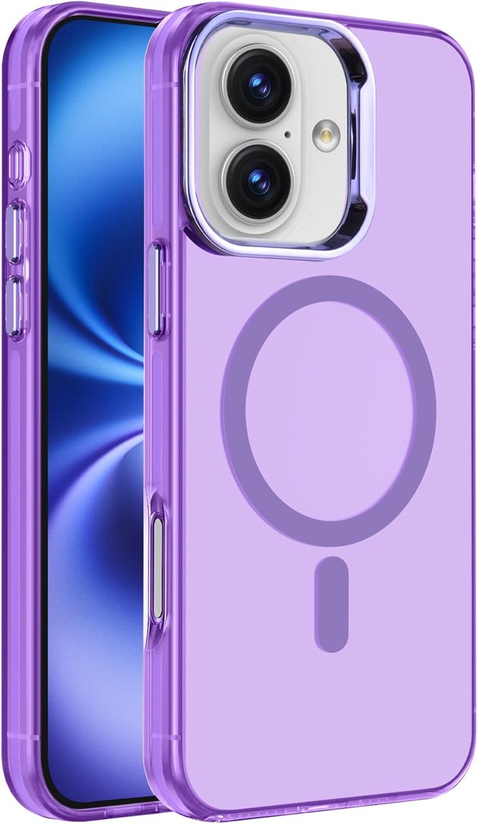 Magnetische hoes Geschikt voor: iPhone 16 Plus - Compatibel met Magsafe - Slank, dun, schokbestendig hoesje - Paars