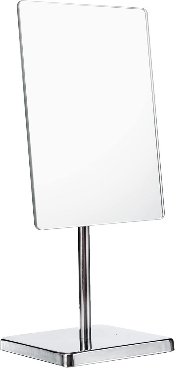 Azalia Rechthoekige spiegel op standaard, voor slaapkamer en badkamer, staande spiegel, make-uptafel, 25 x 18 cm (zilver)