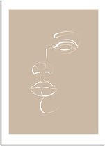 DesignClaud Poster gezicht portret naturel - minimalisme A3 + fotolijst zwart