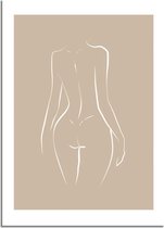 DesignClaud Poster vrouw naturel - minimalisme A2 + fotolijst wit