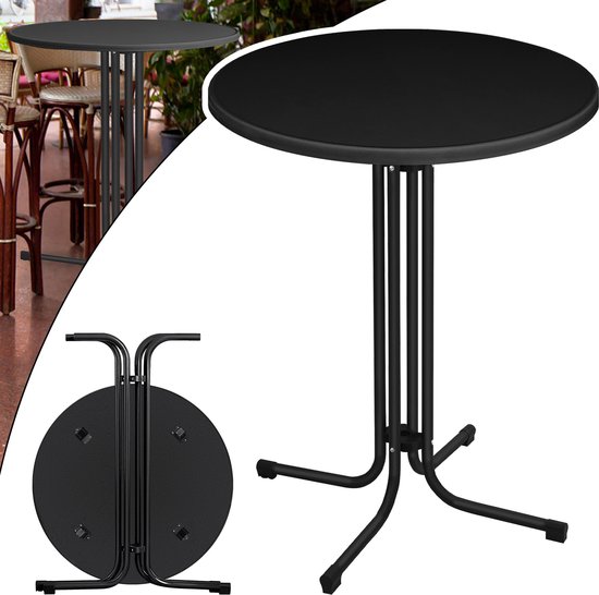 2 stuks Ø 80 cm hoge tafel opvouwbare bistrotafel buiten klaptafel horeca bartafels tuintafel statafels ronde feesttafel biertafel hittebestendige stabiele met verstelbare voetmat, zwart
