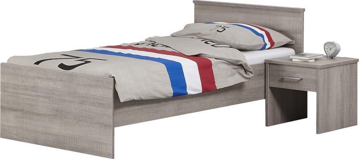 BEUK Bedframe 90X210 cm - Donker Grijs Hout - Bavel