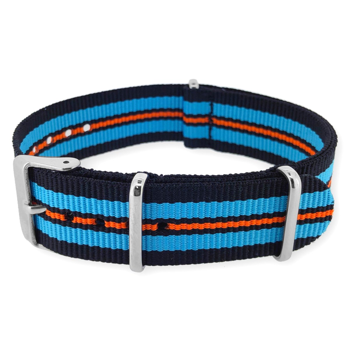 NATO Horlogeband G10 Military Nylon Strap - Original NATOS.com® - Zwart Lichtblauw Oranje 18mm