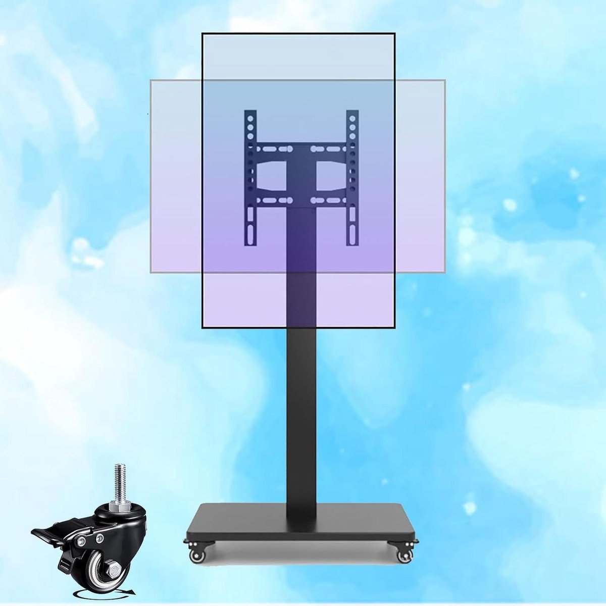 Tv-standaard op wielen for 32-65 inch - Draagbare vloer-tv-standaard houdt 360° horizontaal en verticaal scherm wisselen vast TV trolley met wielen