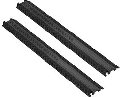 2 Stucks Kabelbrug 1 Kanaals - TPR Kabelgoot - Laadvermogen 907Kg - 100x13x2cm - Zwart