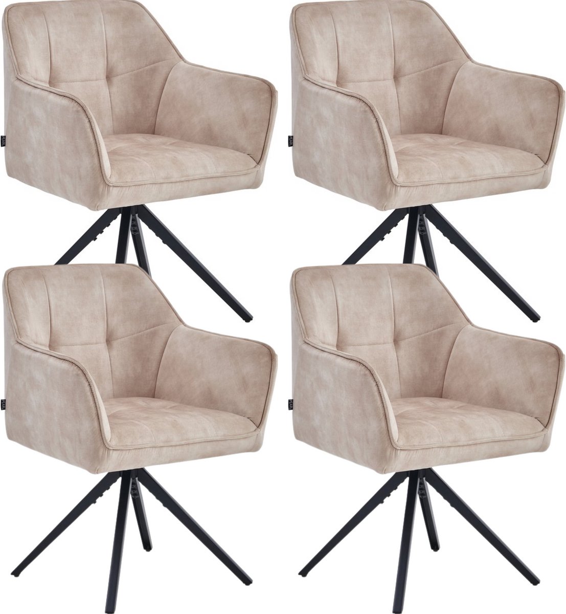 Colenis Pearl Eetkamerstoel - Set Van 4 - Beige - Adoré Velvet - Industrieel