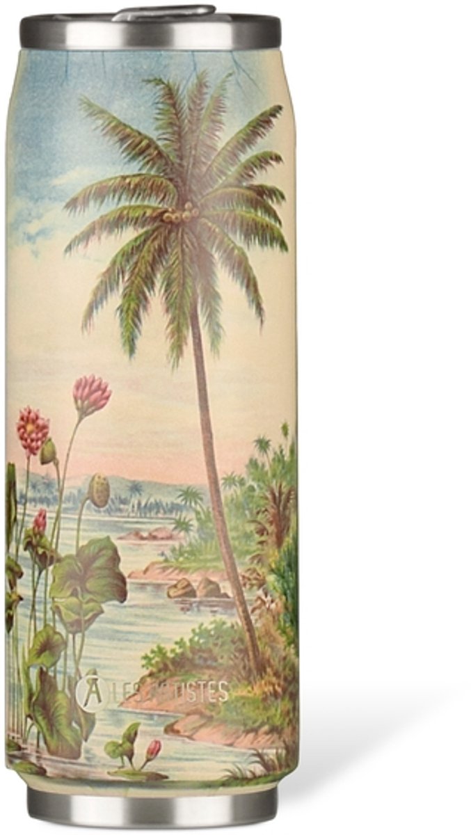 Les Artistes Paris Thermosbeker blik 500ml - met geïntegreerd rietje - Beach - LP-A4360
