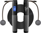 Uten - 2-in-1 Professioneel Springtouw Set - 2 Verschillende Soorten - Touw en Draadloos Springtouw - Springtouw Met Teller - Voor Volwassenen en Kinderen - Verstelbaar - Speedrope - Jump Rope - Zwart Grijs (5 Kleuren)