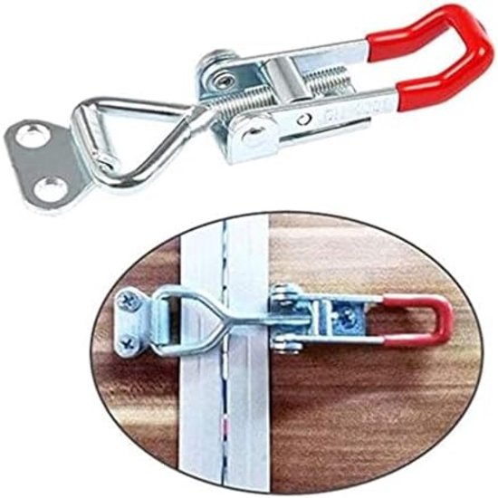 4 stuks Toggle Clamp,Spansluiting, Verstelbare Hefboomsluiting, Kniehendelspanner 100 kg Verstelbare Deurkastbox Case Toggle Lock Hasps met Lock Gat