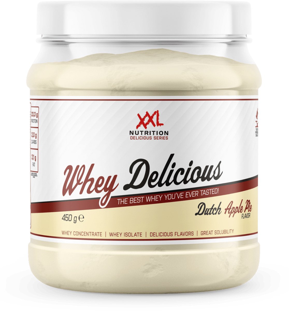 Goedkoopste XXL Nutrition - Whey Delicious - 80 Eiwit - Appeltaart - Wei Eiwitpoeder met BCAA & Glutamine, Proteine Poeder, Eiwit shake, Whey Protein - Diverse Smaken - 450 gram (15 shakes