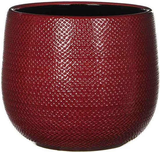 Mica Decorations pot rond Gabriel bordeaux dimensions en cm: 20 x 25