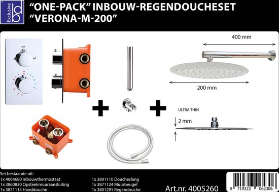 Best Design Regendouche inbouw Best-Design "One-Pack" inbouw "Verona-M-200"