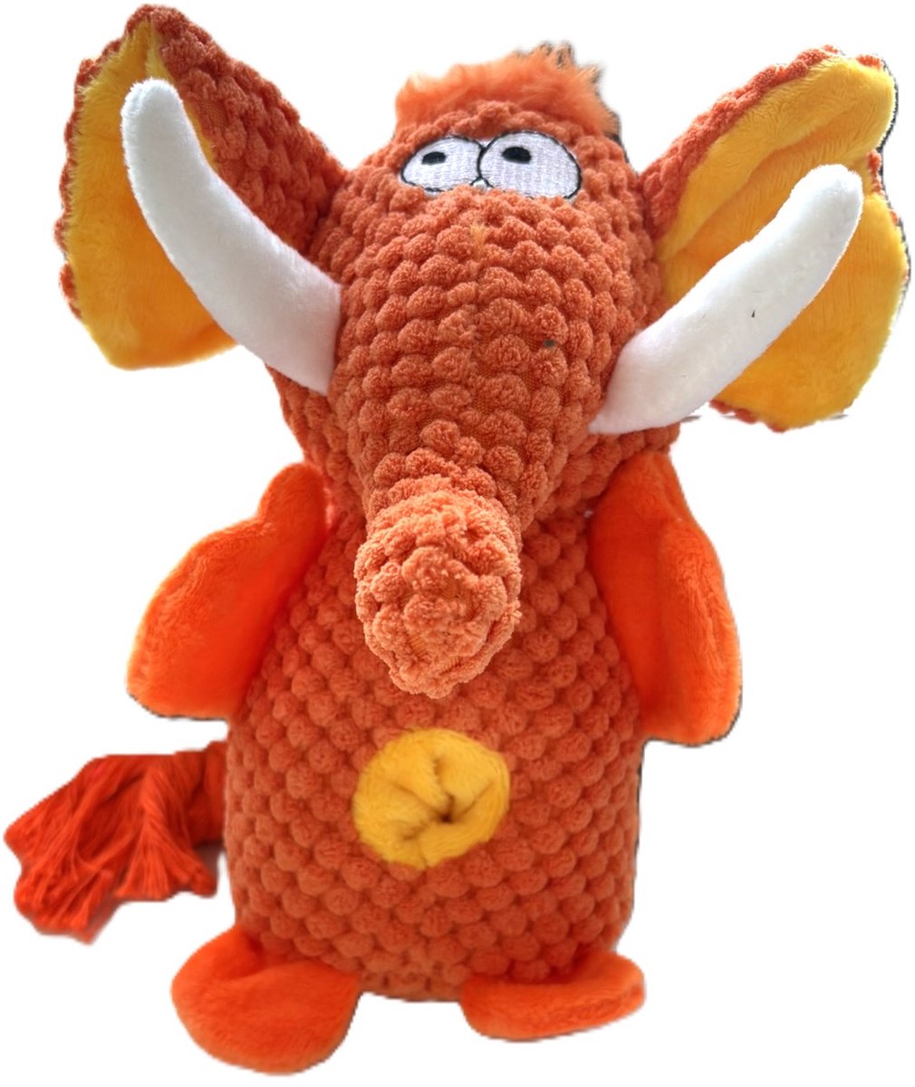 Cavlicious® hondenspeelgoed hondenknuffel - olifant - oranje