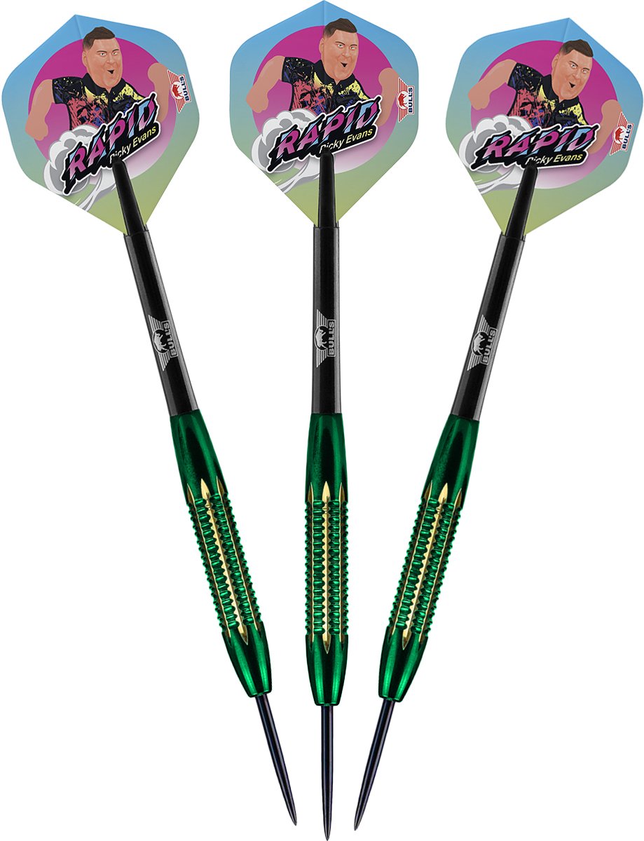 Bull's Ricky Evans - Dartpijlen Shell Coated - Green Brass