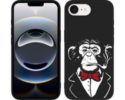 Cazy Hoesje Zwart geschikt voor iPhone 16e Smoking Chimp