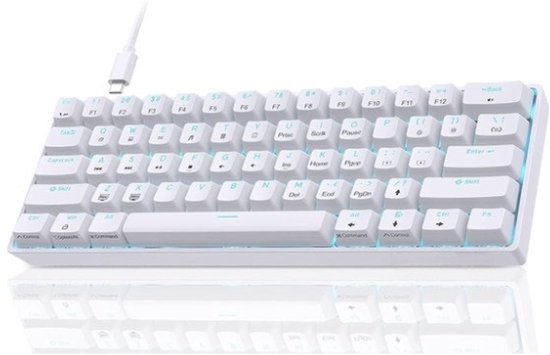 Intelectro 60% Mechanische Gaming Toetsenbord - Maximale Prestaties in een Compact Toetsenbord - Razendsnelle Respons - Stijlvol Wit Ontwerp - USB C Aansluiting - Ultra-Compact Ontwerp - Anti-Ghosting - Wit - Levering Sneller dan Aangegeven!
