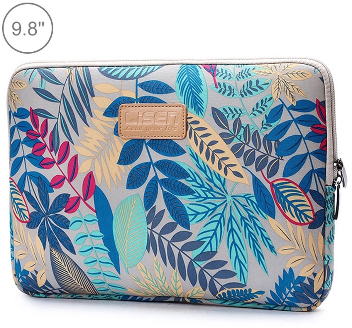 Bescherm-Opberg Hoes Pouch Sleeve geschikt voor iPad - iPad Air - Galaxy Tab A9 - Leaves