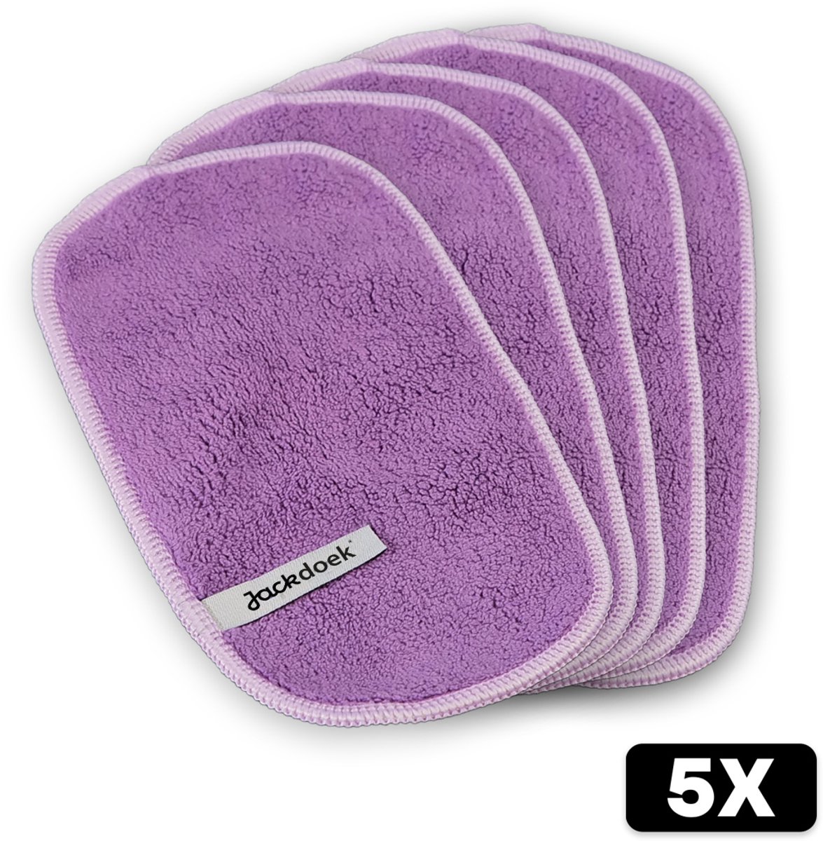 Jackdoek Mini Brillendoekjes - 5 pack - 11x21cm - Paars - Zachte Microvezeldoekjes - Streeploos, Sterk absorberend en Wasbaar - Brillen/Beeldscherm/Spiegel/Auto/Badkamer - Beeldschermdoek - Screen cleaner