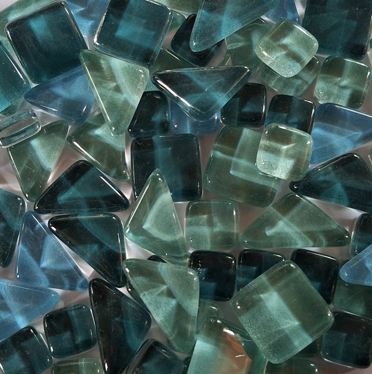 Soft Glas Puzzels Mozaïek steentjes 300 gram Aqua Blauw mix