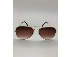 Aviator Piloten Heren Dames Zonnebril Goud Metaal - Licht Bruine Spiegelglazen