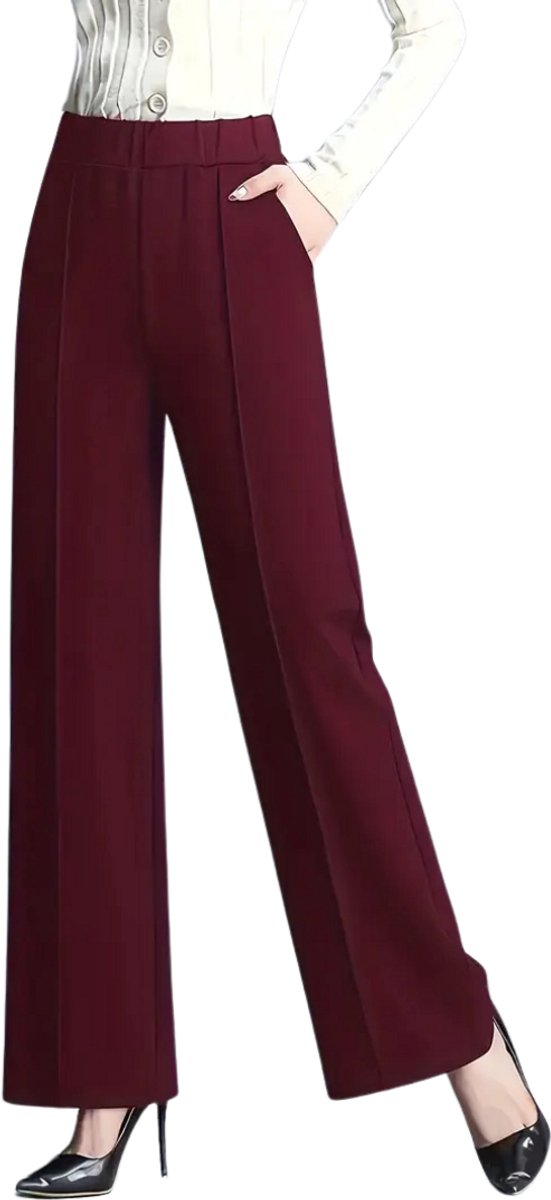 Bovista Pantalon Dames Chino Golfbroek Nette Broek Met Elastische Tailleband Volwassenen Bordeauxrood