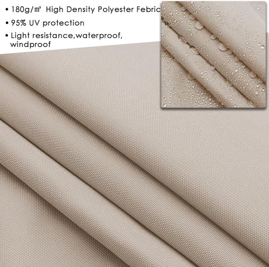 Zonnezeil, waterdicht, rechthoekig, 3 x 4 m, zonnezeil, 95% uv-bescherming, voor buiten, terras, tuin, balkon (beige