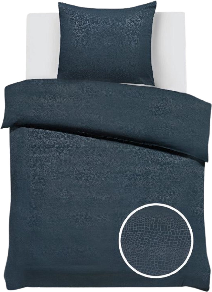 SweetSleeping Dekbedovertrek Croco - Modern - 140 x 220cm + 1 kussensloop 60x70cm - Donker grijs - 100% Zijdezacht Micropercal - Strijkvrij - Krimpvrij