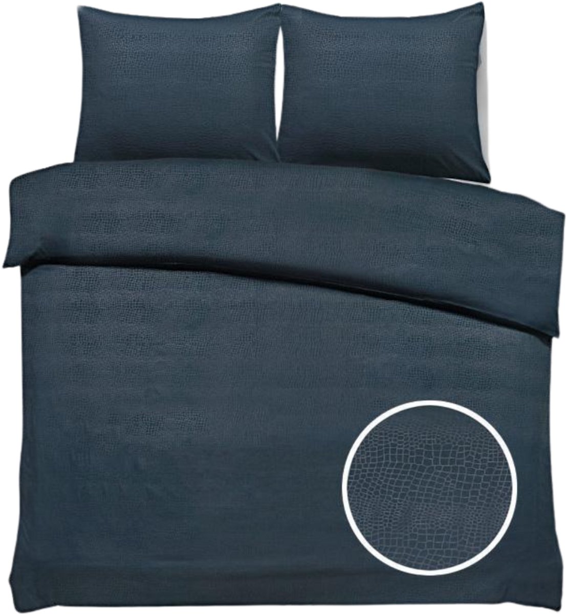 SweetSleeping Dekbedovertrek Croco - Modern - 200 x 220cm + 2 kussenslopen 60x70cm - Donker grijs - 100% Zijdezacht Micropercal - Strijkvrij - Krimpvrij