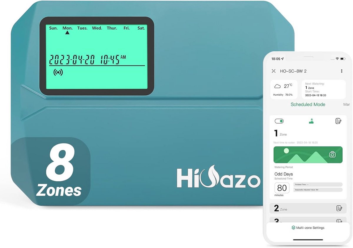 Bewateringscomputer voor 8 Zones met Wifi en App-besturing