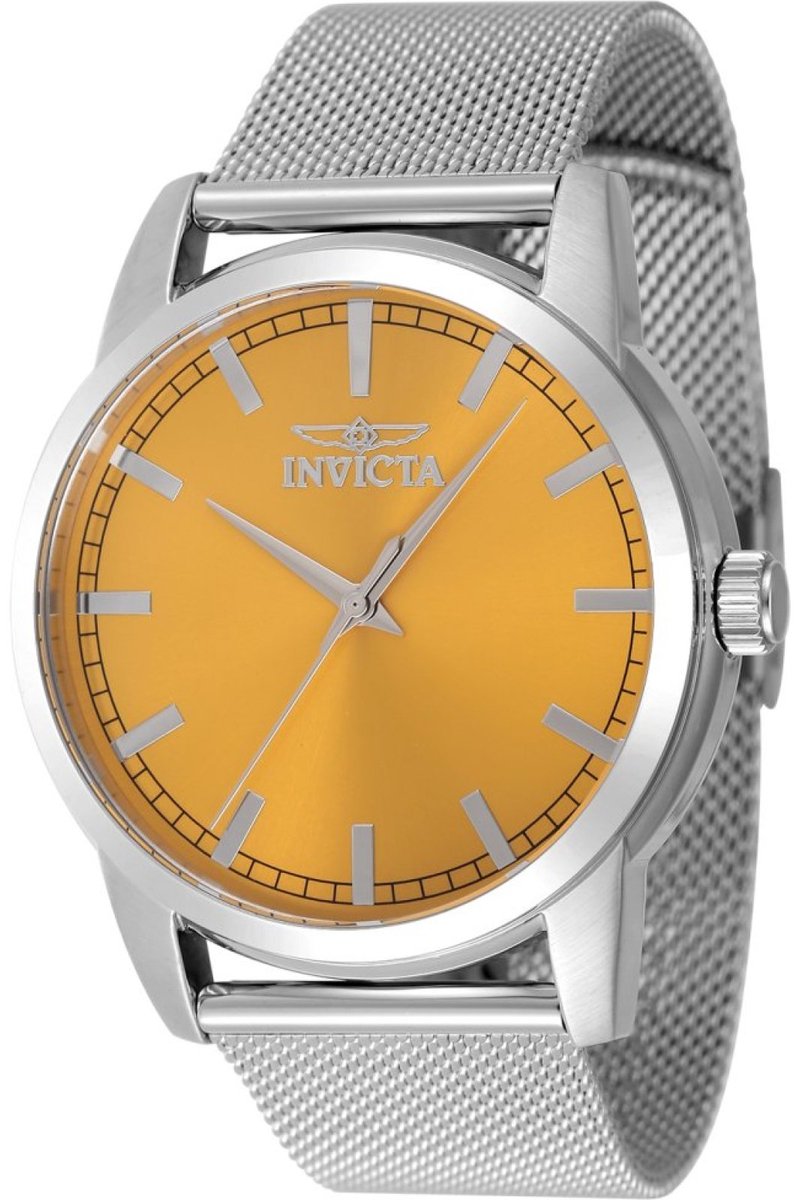 Invicta Celestial 48506 Heren Horloge - Waterdicht - Analoog - Quartz Uurwerk - Roestvrij Staal met Gele Wijzerplaat - 43mm