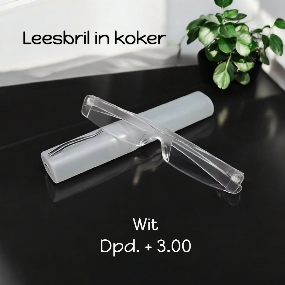 Het Appeltje Huiscollectie - Fashion Leesbril in meeneem +3.00 in koker - Kunststof Randloos Lichtgewicht - Wit - volwassenen jeugd - unisex - casual