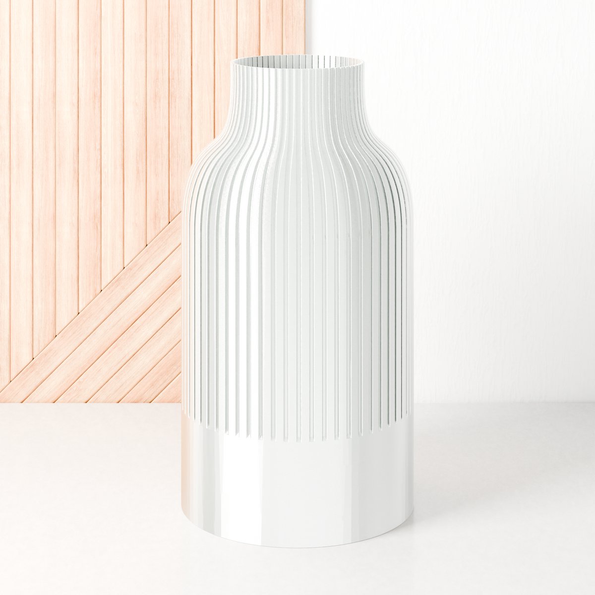 Fleuriek Grote Vaas - Silk wit - H50 cm - Japandi Vaas - Minimalistisch design - Bloemenvaas van bio kunststof - Japandi living decoratieve vaas