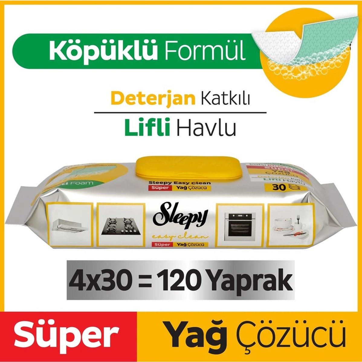 Sleepy Easy Clean Super Ontvettende Handdoek 30 Vellen x 4 (120 Stuks)