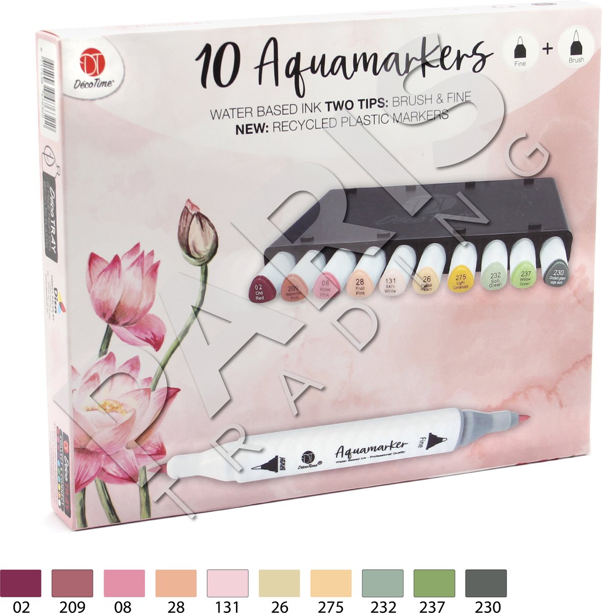 Decotime Aquamarkers met decotray - inkt op waterbasis - smalle / dikke punt - stapelbare bewaardoos - Twinmarkers - Waterstiften - Professioneel - Kleurstiften - Waterverf - Stifte