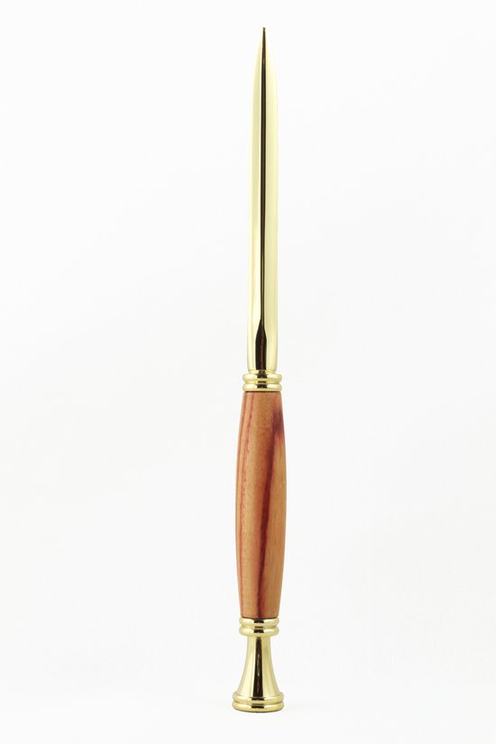 Foto: Stb luxe brievenopener handgemaakt 24 karaats verguld en braziliaans tulpen hout made in holland