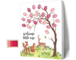 Baby Shower Gastenboek Vingerafdruk Boom met Inktpads voor Gender Onthulling