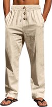 Pantalon en lin Livano pour homme - Pantalon d'été - Adultes - Pantalon long - Pantalon de plage - Été - Style Ibiza - Abricot - Taille XL