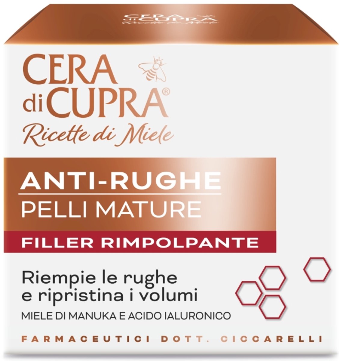 NIEUW! Anti-Rughe Pelle Maturo: fijne dag- en nachtcrème vult diepere rimpels op voor een gladdere, stevigere en zichtbaar jongere huid, met Hyaluronzuur en Manuka honing (glazen pot 50ml, inclusief spateltje)