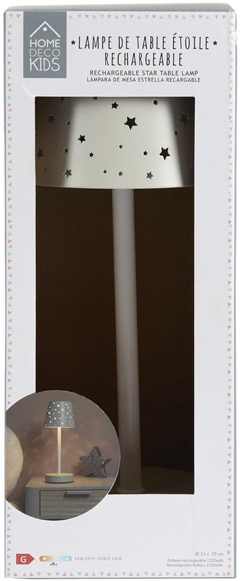 Home deco factory oplaadbare tafellamp kinderkamer - 2x - met usb - licht grijs - draadloos/portable