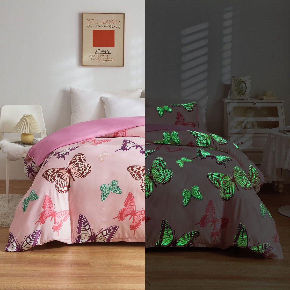 Unyqoos Lichtgevende Vlinder Beddengoedset voor Kinderkamer met Sterren in het Donker Effect kleur 105