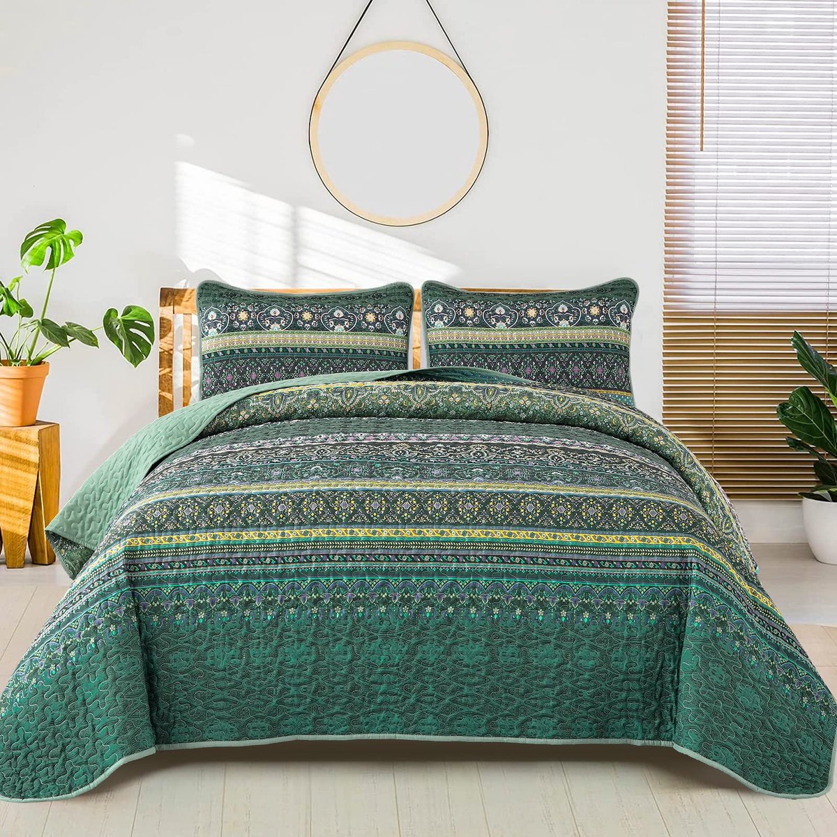 Unyqoos Stijlvolle en Comfortabele Spreiset voor Slaapkamer en Bank 220 x 240 cm met Kussenslopen donkergroen