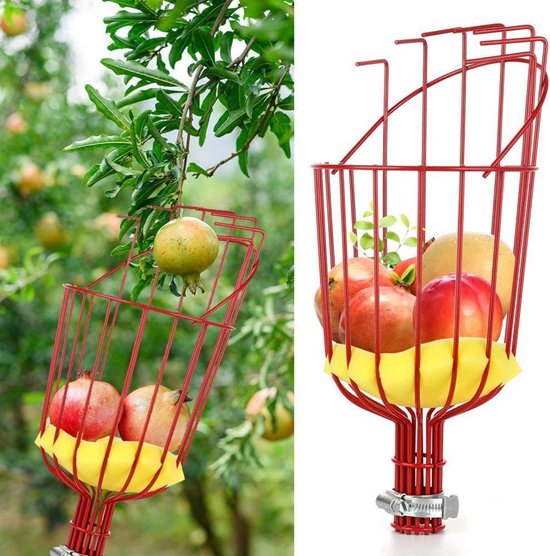 Fruitplukker met telescopische steel - Fruitplukker van 1,6 m - Montage in 4 delen - Gereedschap voor het plukken van kersenfruit - Met lichte, verstelbare steel en opbergzak voor fruit - Voor het plukken van peren, citroenen en sinaasappels van Merkloos	 — afbeelding 2