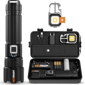 Bol.com Veltrion Zaklamp LED oplaadbaar - Militaire zaklamp - 3000 Lumen - 26650 mAh oplaadbare batterij - 5 standen - Powerbank... aanbieding