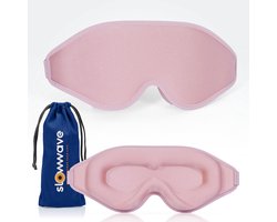 Slowwave Premium 3D Sleep Mask - Ervaar het beste 3D slaapmasker - Geen druk op de ogen dankzij innovatief 3D design - 100% verduisterend - Zacht en ademend traagschuim - Verstelbare band - Inclusief waszakje - Kleur: Sunrise Pink
