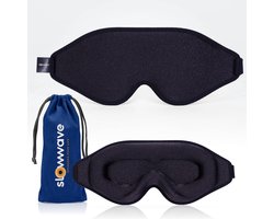 Slowwave Premium 3D Sleep Mask - Geen druk op de ogen dankzij innovatief 3D design - 100% verduisterend - Zacht en ademend traagschuim - Verstelbare band - Inclusief waszakje - Kleur: Midnight Black