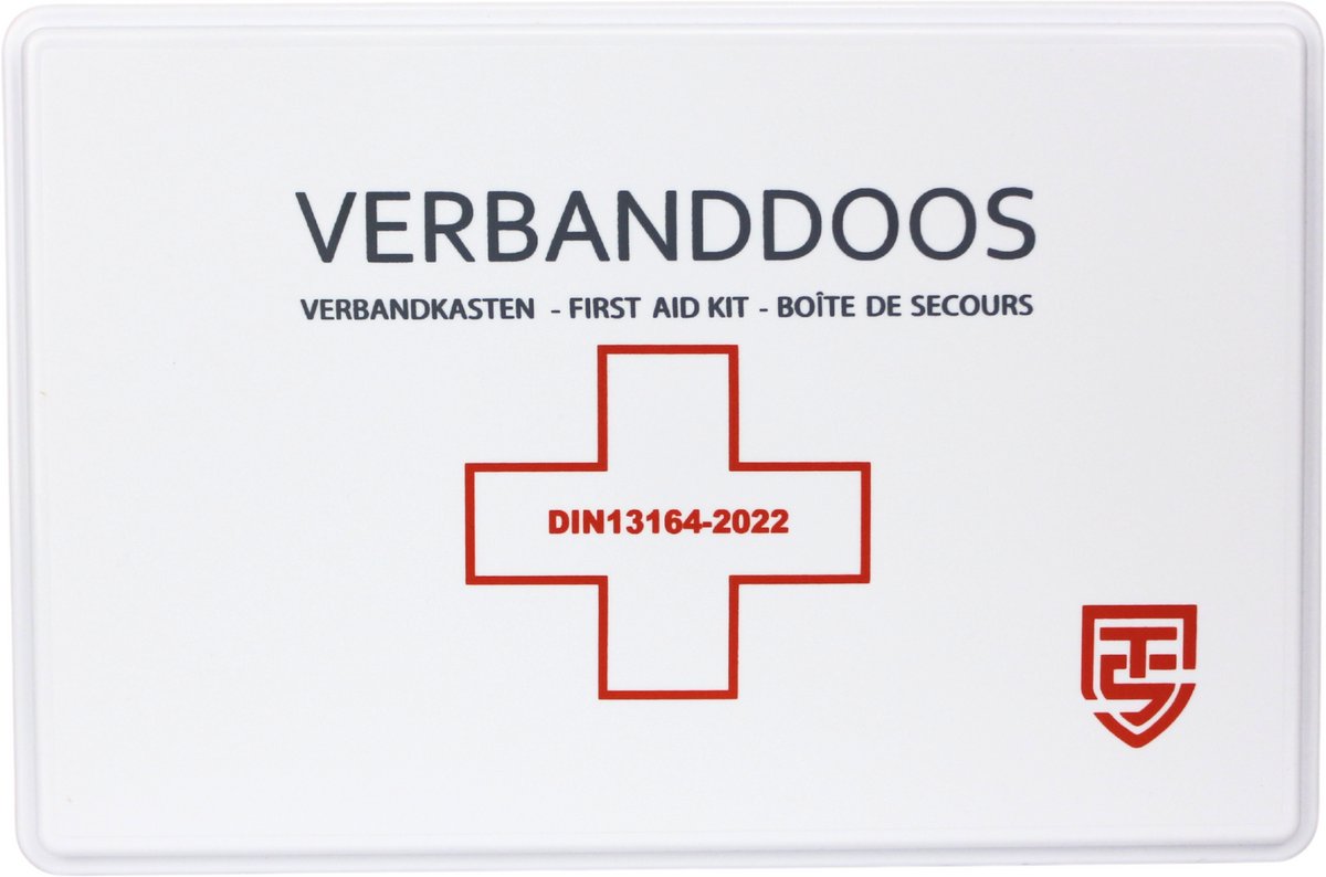 Goedkoopste Technosafety Verbanddoos DIN13164-2022 Wandhouder - EHBO kit - Verbanddoos voor thuis, kantoor en in de auto - Verbandkast - First Aid Kit - Internationaal Goedgekeurd - Noodpakket