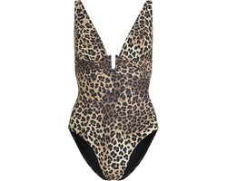 Hunkemöller Dames Badmode Luxe corrigerend badpak Animalia - Bruin - maat S