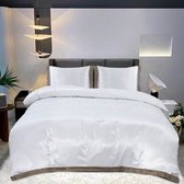 dekbedovertrek en satin brillant Decoware Dentelle - Wit - Double - 200x220cm - 2 pcs. Taies d'oreiller 60x70cm