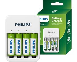 foto van Philips Batterijlader - Incl. Oplaadbare Batterijen - Batterij Oplader voor AA en AAA